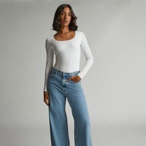 Everlane The Long Sleeve Square Neck Bodysuit (Thong Cut)